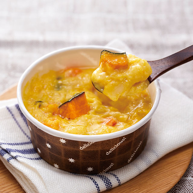 米粉ショートパスタのかぼちゃグラタン（豆乳使用）